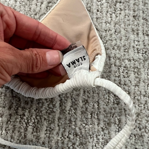 Amir slama ribbed white triangle bikini top P/S - Picture 9 of 15